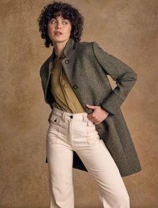 Pamela Magee Donegal Tweed Coat - Moss Herringbone