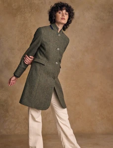 Pamela Magee Donegal Tweed Coat - Moss Herringbone