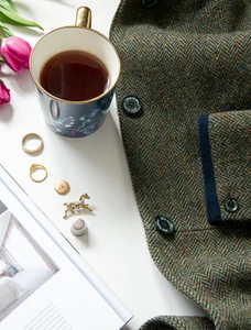 Pamela Magee Donegal Tweed Coat - Green Herringbone