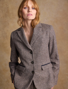 Tara Tweed Hacking Jacket - Light Tan Herringbone | Aran Sweater