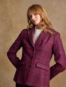 Tara Tweed Hacking Jacket - Rose Herringbone Check | Aran Sweater
