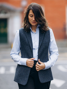 Ladies Irish Blue Tweed Gilet