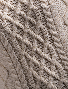 Aran Polo Neck Cable Sweater - White