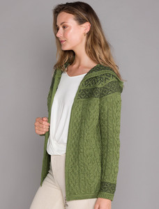 Fairisle Knit Hoodie - Grass Green