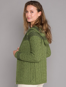Fairisle Knit Hoodie - Grass Green
