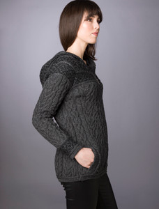 Fairisle Knit Hoodie - Charcoal/Black