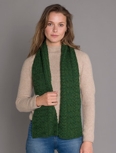 Aran Heritage Cable Scarf - Celtic Green
