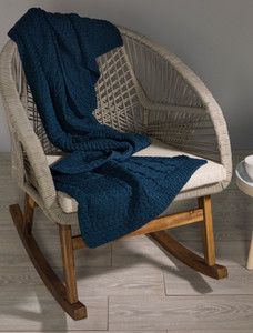 Merino Aran Patchwork Runner - Atlantic