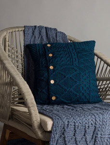 Merino Aran Patchwork Runner - Denim