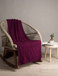 Merino Aran Patchwork Runner - Very Berry