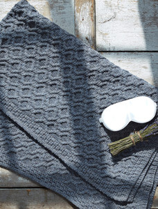 Super Soft Wool Aran Throw - Ocean Grey