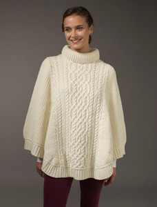Super Soft Poncho Rib Neck - White