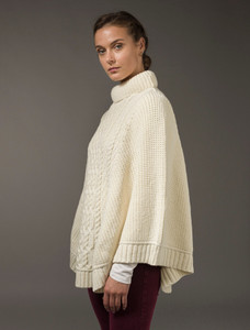 Super Soft Poncho Rib Neck - White