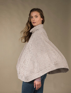 Super Soft Poncho Rib Neck - Oatmeal Nep