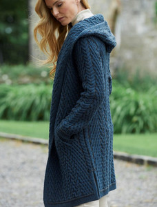Ladies Herringbone Design Shawl Hood - Mallard