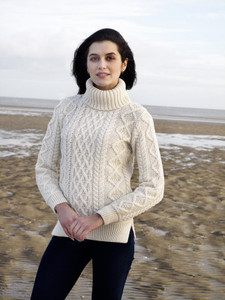 Aran Polo Neck Cable Sweater
