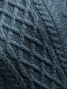 Aran Polo Neck Cable Sweater - Mermaid