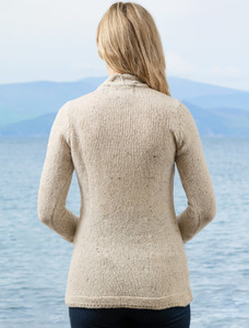 Wool Cashmere Cable V-Neck Sweater - Chalkstone