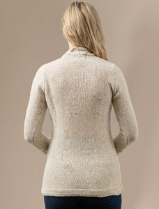 Wool Cashmere Cable V-Neck Sweater - Chalkstone