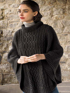 Super Soft Poncho Rib Neck - Charcoal