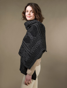 Celtic Fairy Tree Cable Knit Shawl - Charcoal