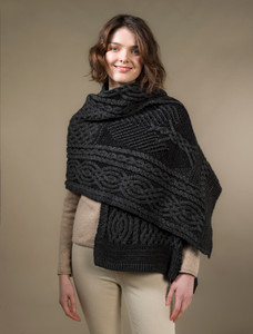 Celtic Fairy Tree Cable Knit Shawl - Charcoal