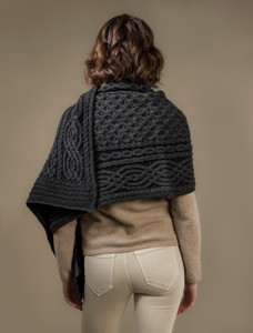 Celtic Fairy Tree Cable Knit Shawl - Charcoal
