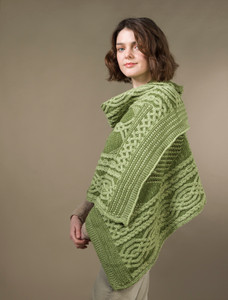 Celtic Fairy Tree Cable Knit Shawl - Green