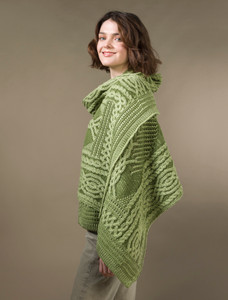 Celtic Fairy Tree Cable Knit Shawl - Green