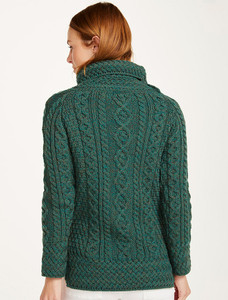 Aran Cowl Neck Tunic Sweater - Connemara Green
