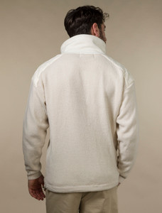 Men's Aran Diamond Draw-String Sweater - White