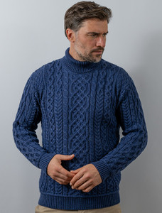 Super Soft Mens Wool Turtleneck Sweater - Ink