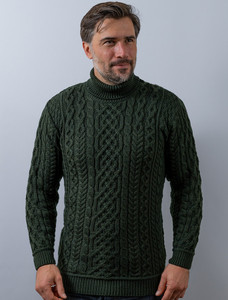 Super Soft Mens Wool Turtleneck Sweater - Army Green