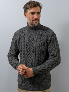Super Soft Mens Wool Turtleneck Sweater - Slate Grey