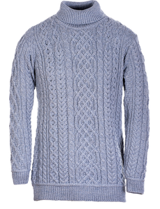 Super Soft Mens Wool Turtleneck Sweater - Ocean Grey