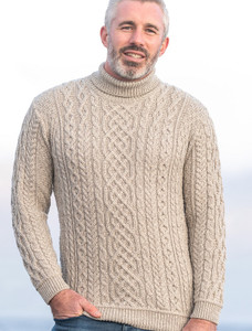 Super Soft Mens Wool Turtleneck Sweater - Toasted Oat