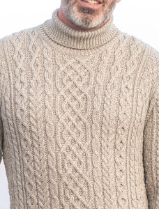 Super Soft Mens Wool Turtleneck Sweater - Collar & Pattern