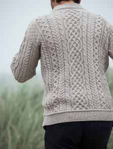 Mens Super Soft Half Zip Aran Troyer - Back