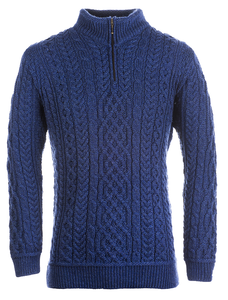 Mens Super Soft Half Zip Aran Troyer - Ink