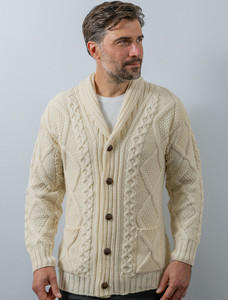 Men's Shawl Neck Cardigan - Natural White