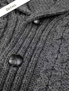 Button Detail of Men's Shawl Neck Cardigan - Merino Wool