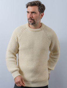 Irish Fisherman Ribbed Sweater - White