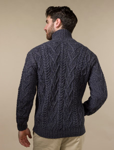 Buttoned Merino Wool Sweater - Cormorant