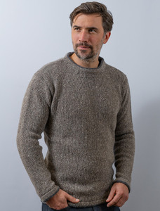 Wool Cashmere Crew Neck Sweater - Rocky Road