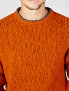 Wool Cashmere Crew Neck Sweater - Terracotta