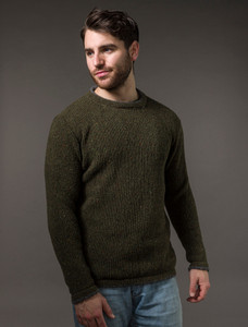 Wool Cashmere Crew Neck Sweater - Loden