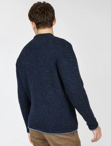 Wool Cashmere Crew Neck Sweater - Navy