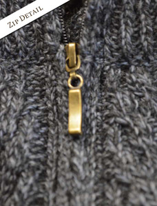 Diamond and Cable Knit Zip Cardigan with Pockets - Zip Detail