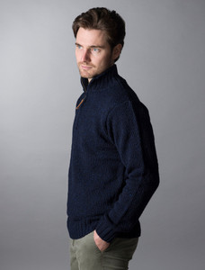 Donegal Tweed Half Zip Sweater - Navy