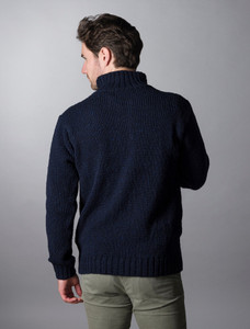 Donegal Tweed Half Zip Sweater - Navy